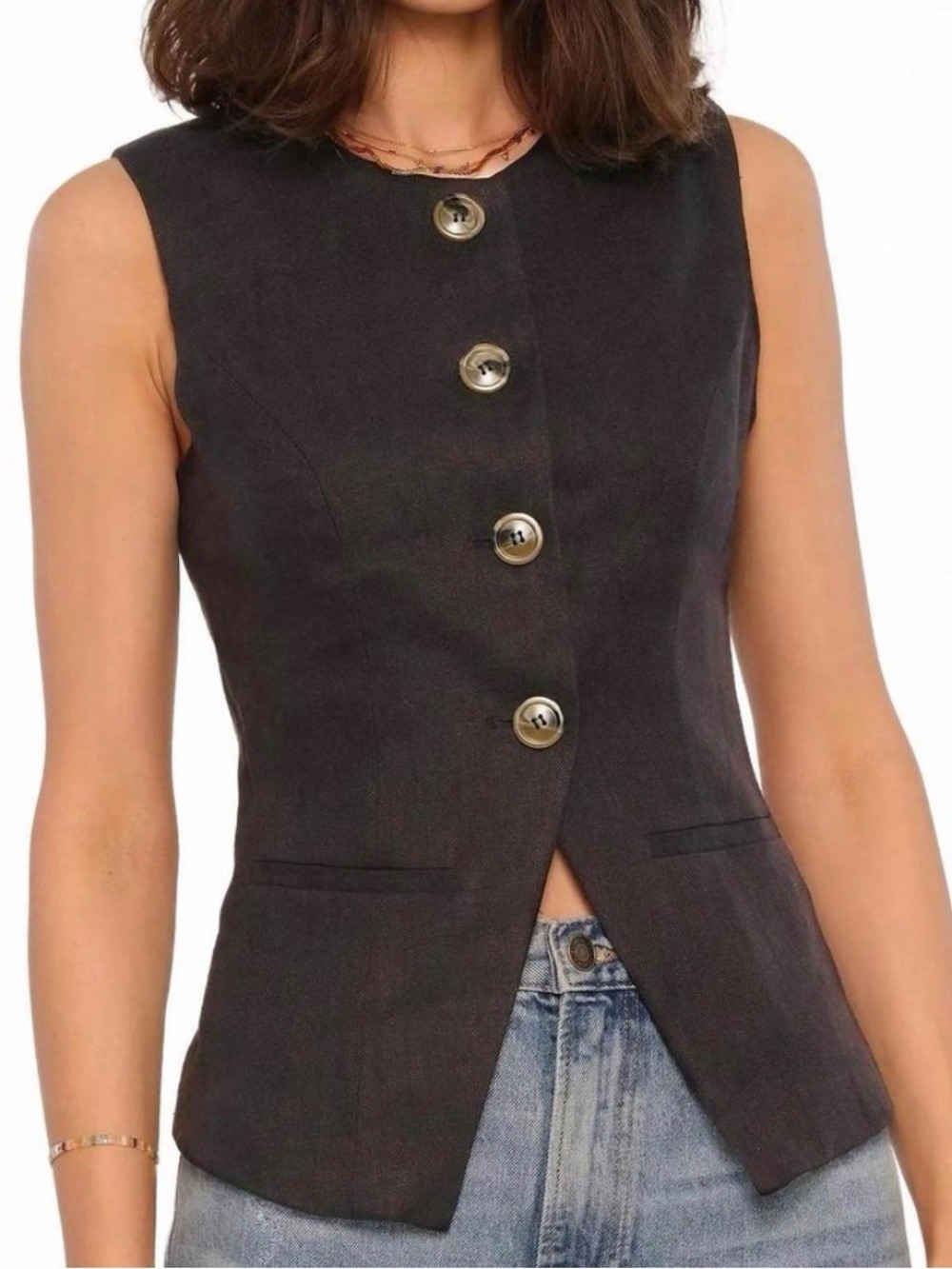 Heartloom Emerson 100% Linen Vest Waistcoat Size Large